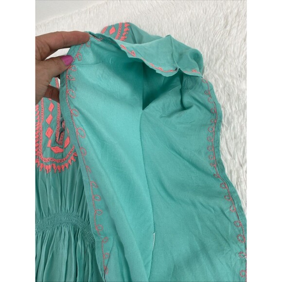 Raviya Swimsuit Coverup Size M Green Teal Women's Embroidered Trim Tunic Beach - Picture 12 of 16